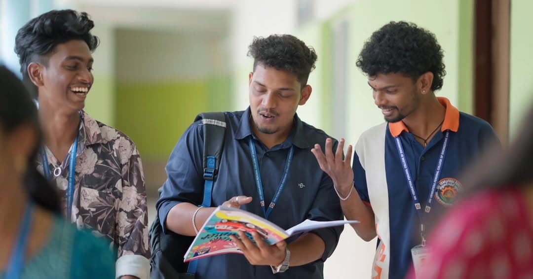 SVPP students sharing a lighter moment in the corridor