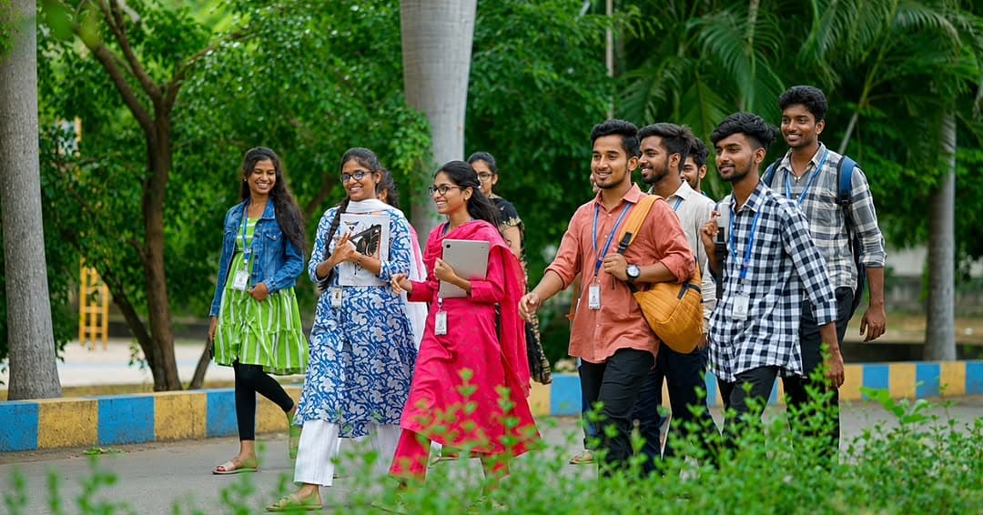 SVPP students walking together across the green campus